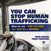 Counter-trafficking graphic, suitable for the trucking industry.