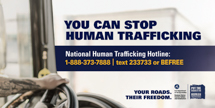 Counter-trafficking visor card, suitable for use in the trucking industry.