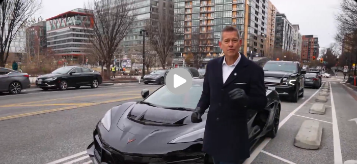 Secretary Duffy With Vehicle to Celebrate America 250 app launch with GM
