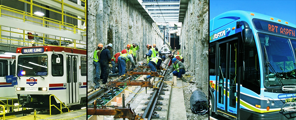 Transit employees working on various projects