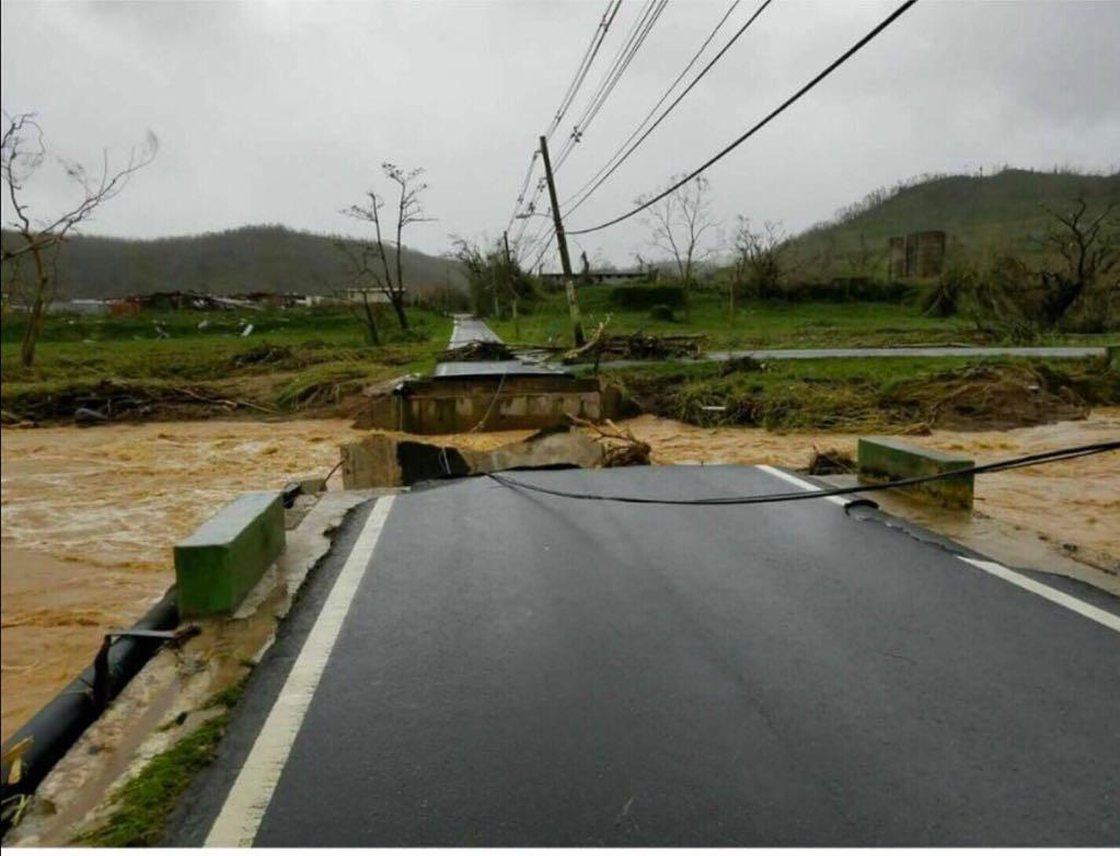 Photo of a damaged road in Puerto Rico