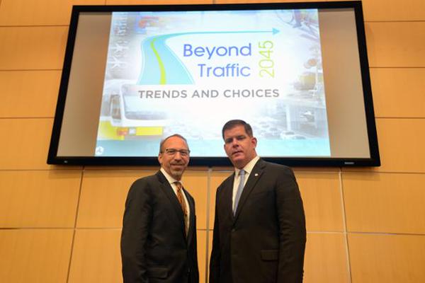 DOT Under Secretary for Policy Peter Rogoff with Boston Mayor Martin Walsh