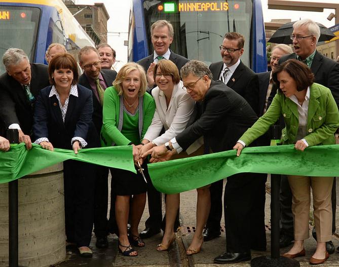 Photo of Green Line ribbon-cutting courtesy Pioneer Press, John Autey