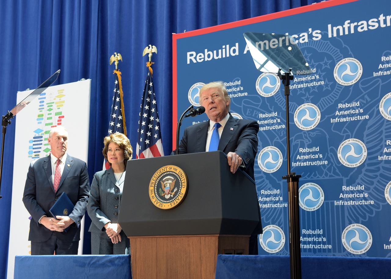 POTUS and Sec Chao at Infrastructure Event at USDOT