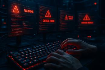 cybersecurity alert on computer monitor