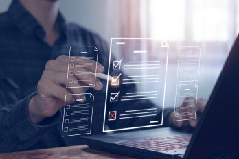person checking off box on virtual assessment