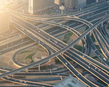 Aerial view of roads