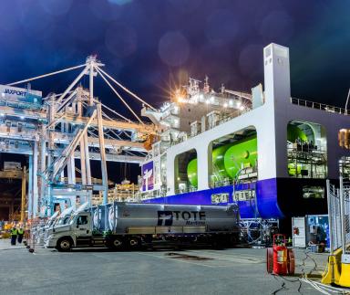 A port in the evening.