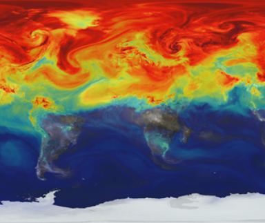A NASA supercomputer model shows how greenhouse gases like carbon dioxide (CO2) – a key driver of global warming – fluctuate in Earth’s atmosphere throughout the year. Higher concentrations are shown in red. Credit: NASA’s Scientific Visualization Studio / NASA’s Global Modeling and Assimilation Office.