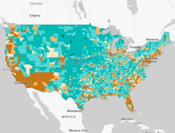 Map of the Unites States showing the Concentration of Roadway Fatalities by County.