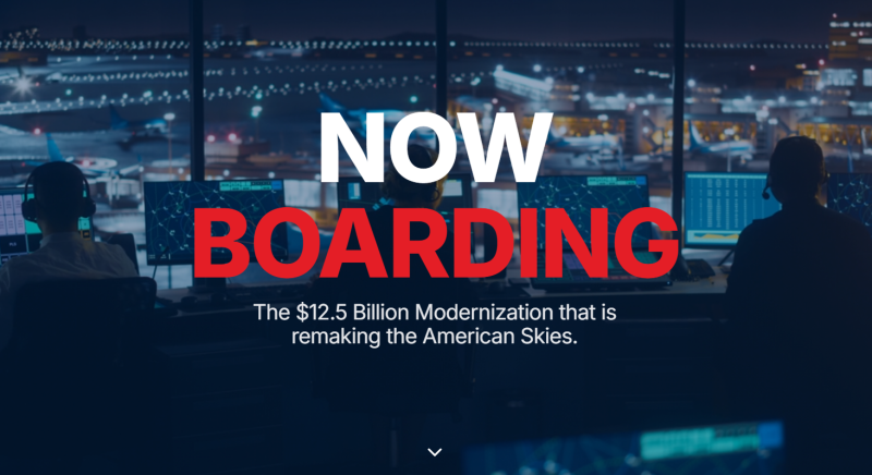 Now Boarding-the $12.5 billion modernization that is remaking the American Skies. screenshot of website