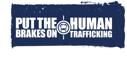 Commercial bus horizontal logo for Stop Human Trafficking campaign
