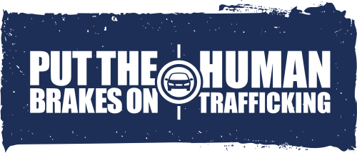 Rideshare horizontal logo with put the breaks on human trafficking