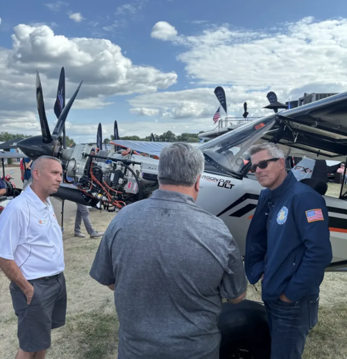 Secretary Duffy explores the homebuilt aircraft display and meets with pilots