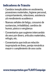 USDOT School Bus Pocket Card (Spanish)