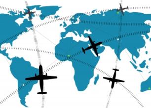 Illustration of Plane Flying Around the World