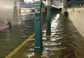 Photograph of flooded subway station after Sandy